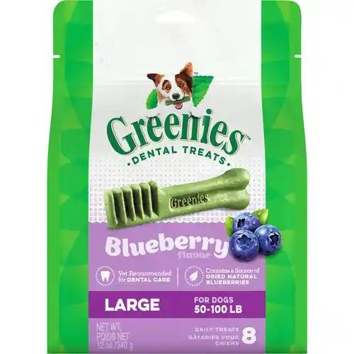 Dental Care Chews Large Dog Treats Blueberry - 12-