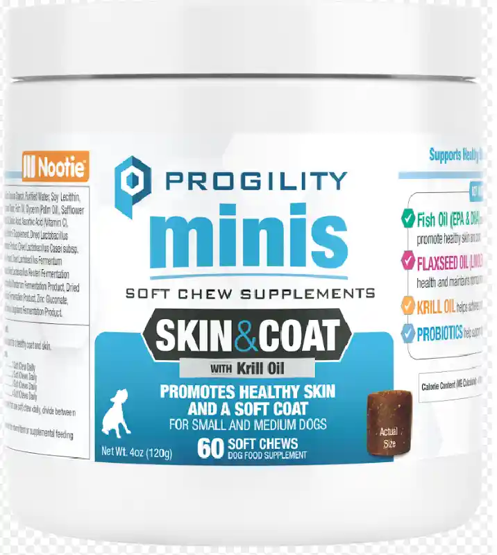 PROGILITY MINI SKIN&COAT SM/MD CHEW 60CT