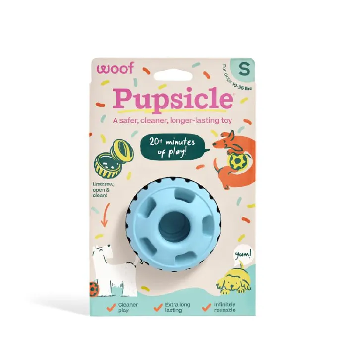 WOOF PUPSICLE BDAY BLUE SML