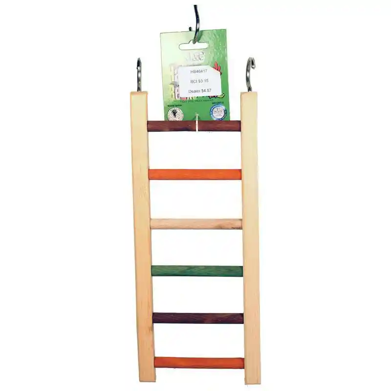 Happy Beaks Wooden Hanging Ladder Multicolored 14 In