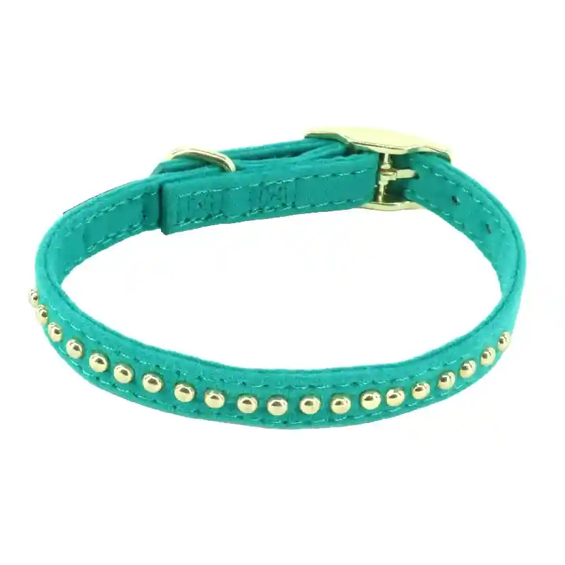 LIL PALS VELVET RIVET COLLAR TEAL 8-10"