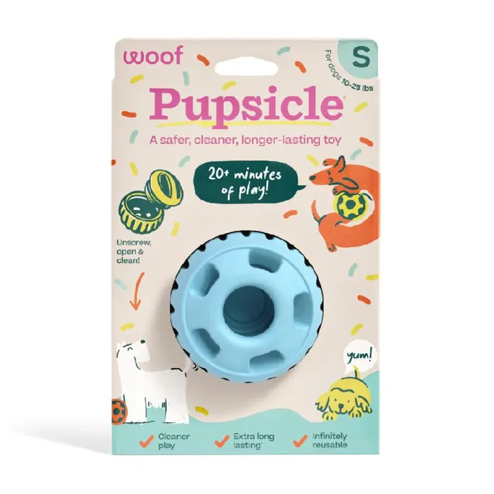 WOOF PUPSICLE BDAY BLUE SML