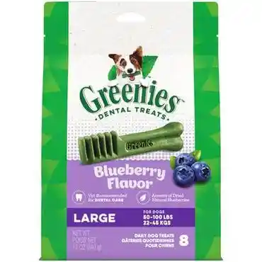 Dental Care Chews Large Dog Treats Blueberry - 12-