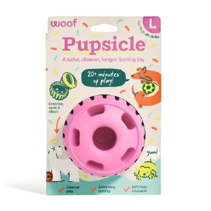 WOOF PUPSICLE BDAY PINK LRG