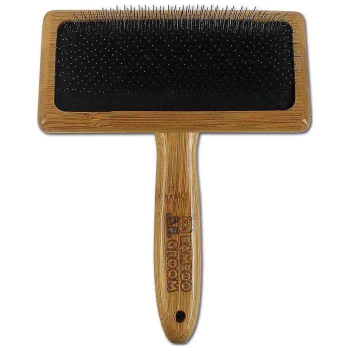 Bamboo Slicker Brush Stainless Steel Pins Large