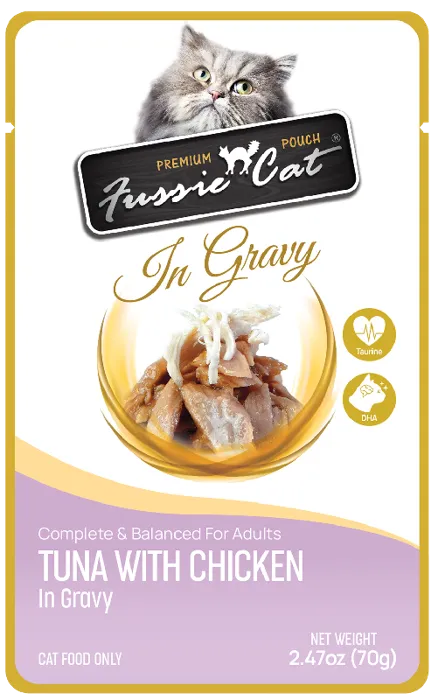Fussie Cat Premium Tuna With Chicken In Gravy Wet Cat Food Pouch 2.47-oz