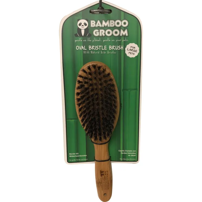 Bamboo Groom Oval Bristle Brush Natural Large