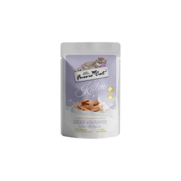 Fussie Cat Kitten Pouch Chicken With Pumpkin In Goat Milk Mousse & Shreds 1.5oz Cs12 (new)